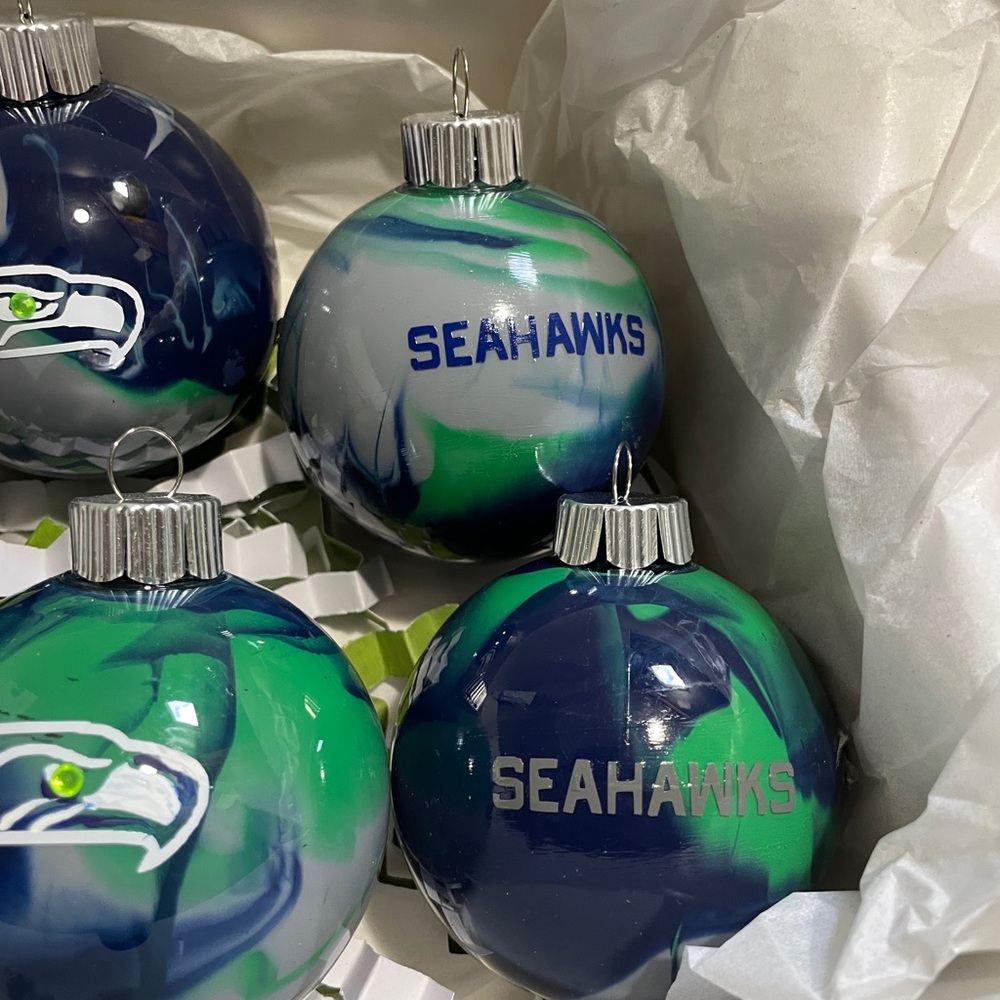 Seattle Seahawks Holiday Ornament Set - Blue and Green - Picture 5 of 6